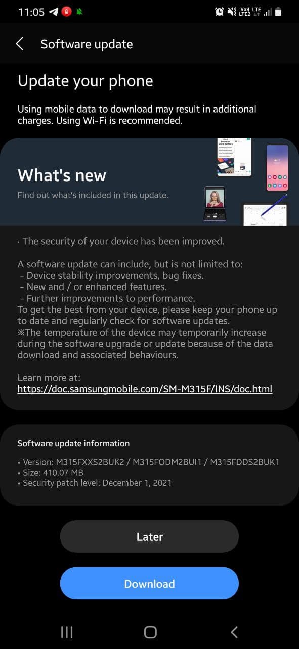 Samsung Galaxy M31 December 2021 Update