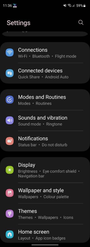 Samsung Fold 3 One UI 5.0 Modes and Routines