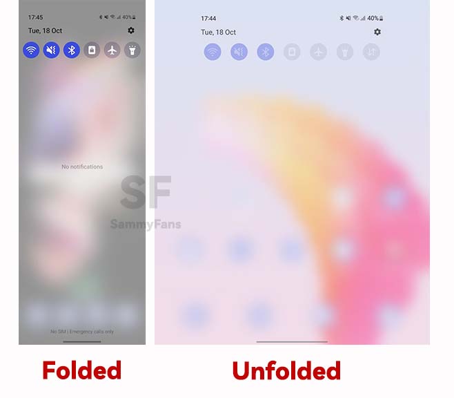 Samsung Fold 3 One UI 5.0 Notification panel