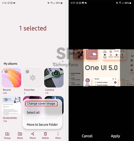 Change Samsung Gallery cover picture