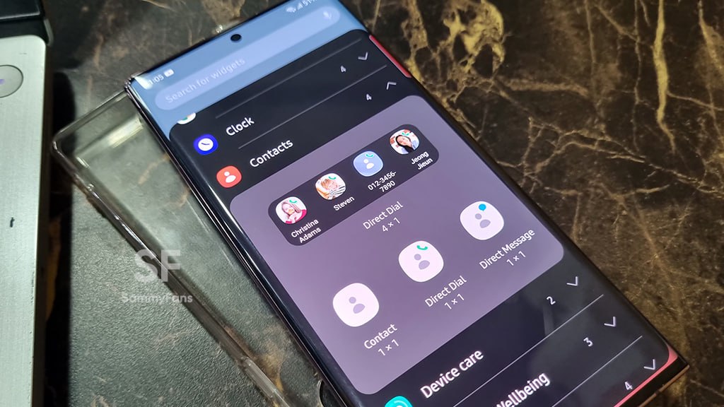 Samsung One UI 5.1 Contact widget