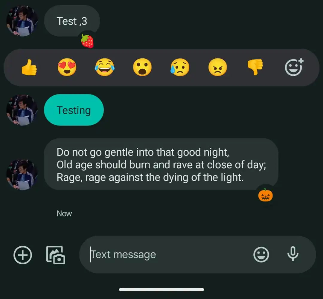 Google Messages emoji reactions