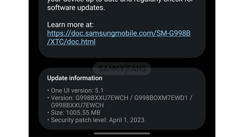 Samsung Galaxy S21 April 2023 update