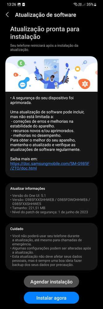 Samsung Galaxy S20 June 2023 update US