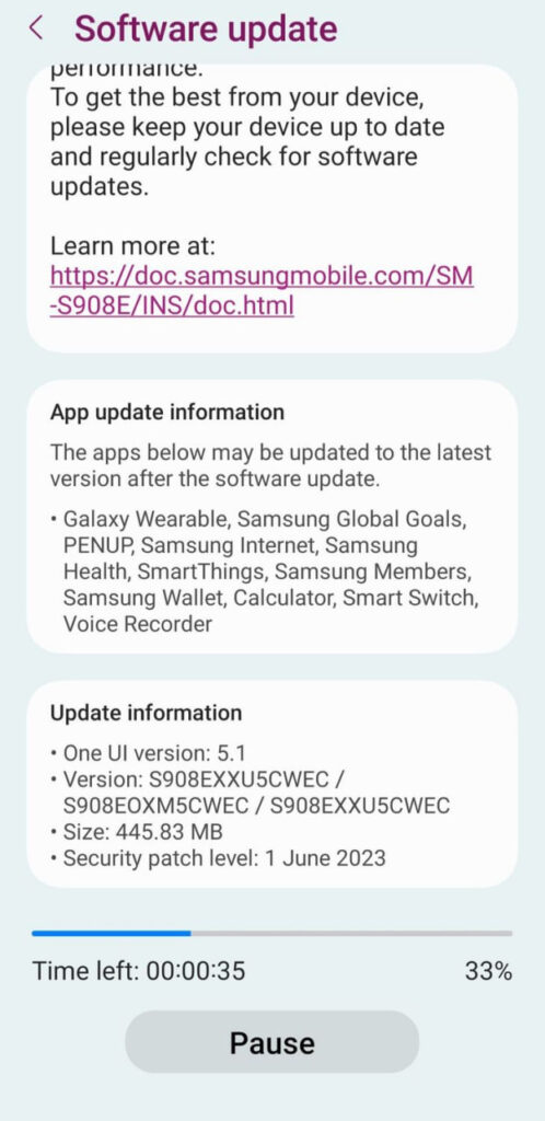 Samsung Galaxy S22 June 2023 update India