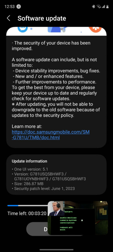 Samsung Galaxy S20 FE June 2023 update T-Mobile