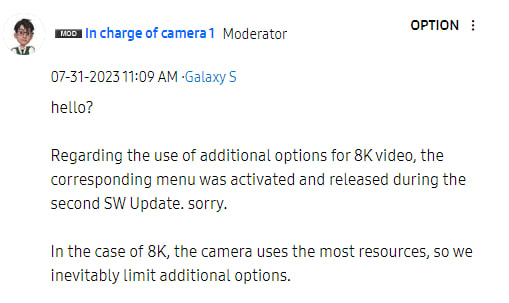 Samsung 8k high bitrate camera video