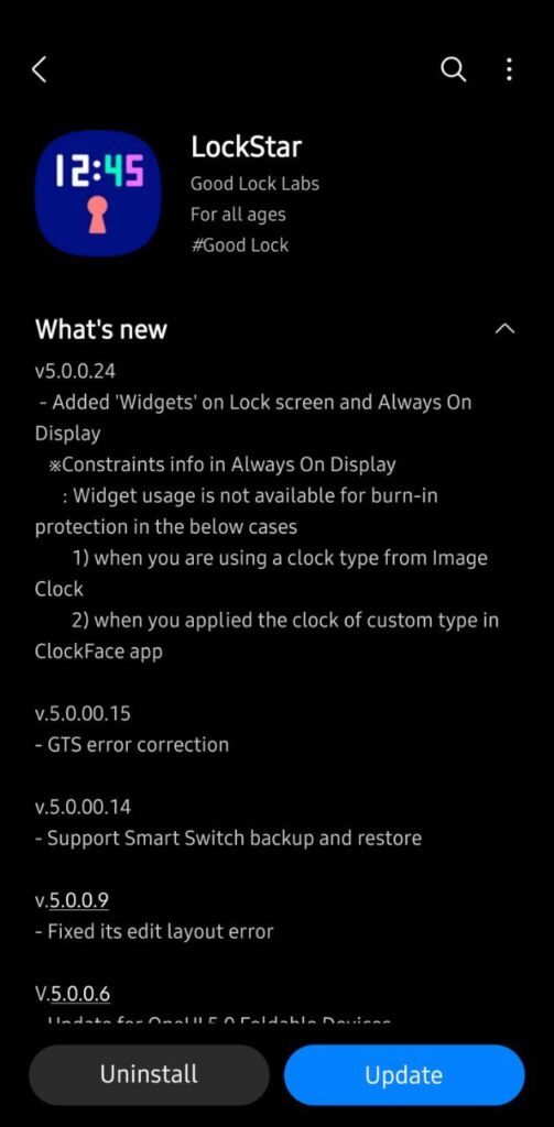 Samsung Lockstar lock screen widgets 