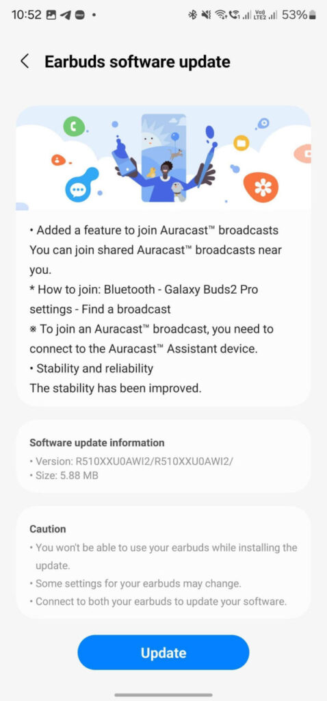 Samsung Galaxy Buds 2 Pro Auracast support