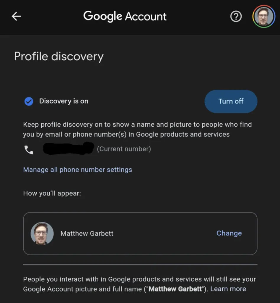 Google Messages profile feature