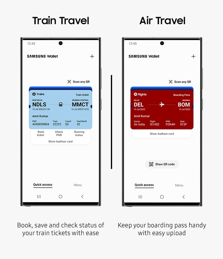 Samsung Wallet Train tracking app