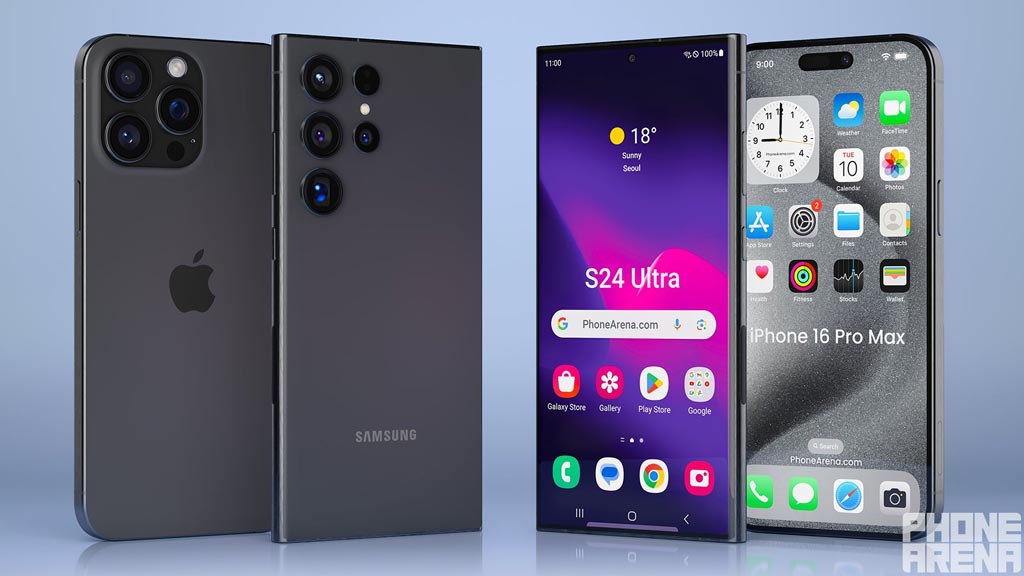 Samsung Galaxy S24 Ultra Vs Apple iPhone 16 Pro Max design compared