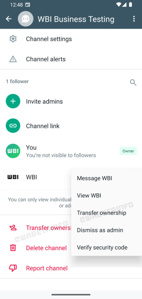 WhatsApp channel ownership