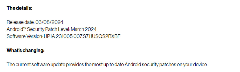 Samsung Galaxy S23 FE March 2024 update