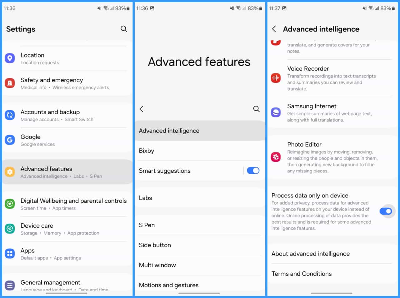 Galaxy AI On-Device Processing One UI 6.1