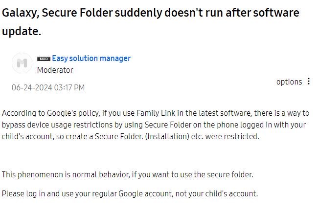 Samsung Secure Folder issue