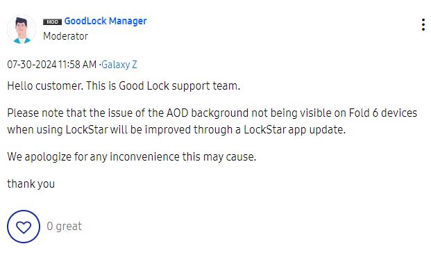 Samsung LockStar AOD background issue