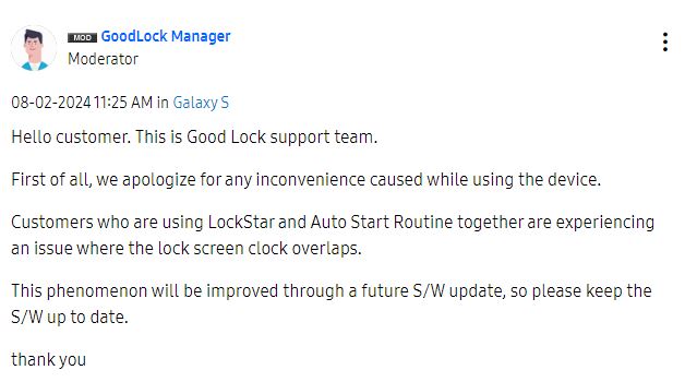 Samsung LockStar clock overlapping issue