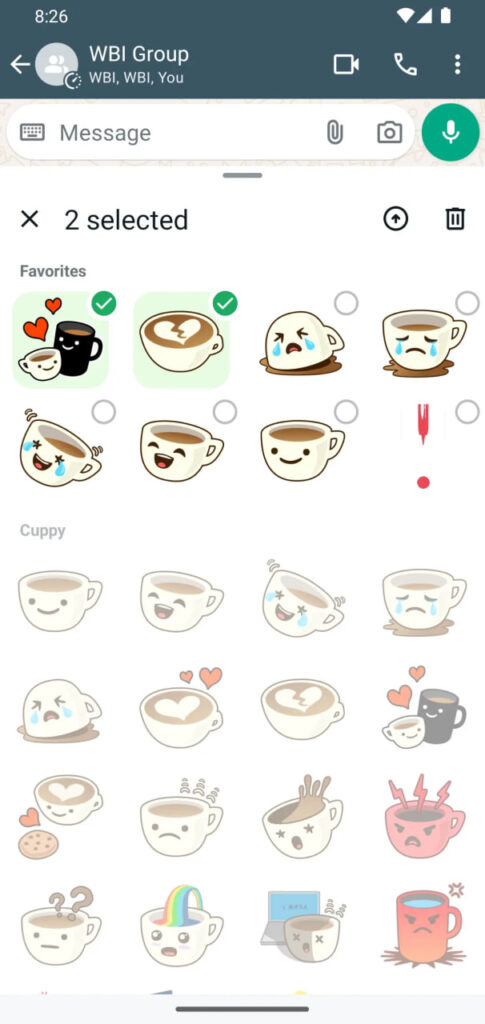 WhatsApp bulk sticker management feature