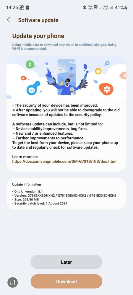 Samsung Galaxy S20 FE August 2024 update India