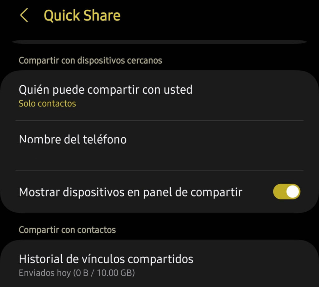Samsung Quick share feature