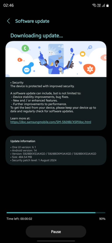Samsung Galaxy S24 August 2024 update