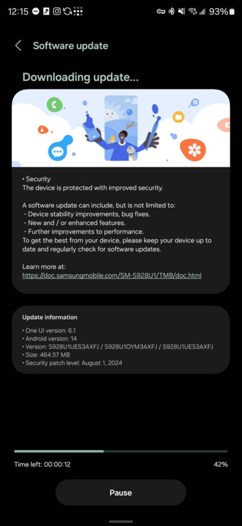 Unlocked Galaxy S24 August 2024 update 