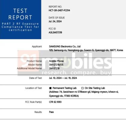 Samsung Galaxy S24 FE FCC