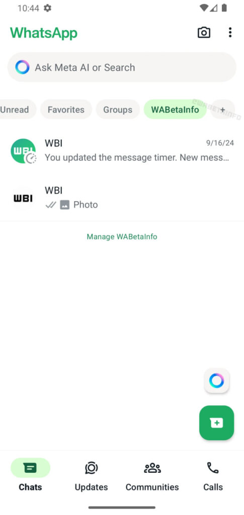 WhatsApp custom chats filters