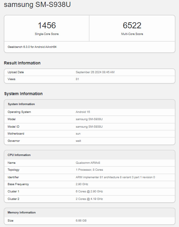 Samsung Galaxy S25 Ultra 8GB RAM