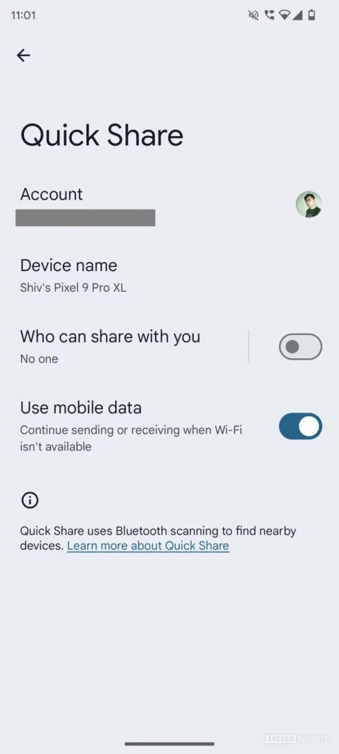 Quick Share Use Mobile Data