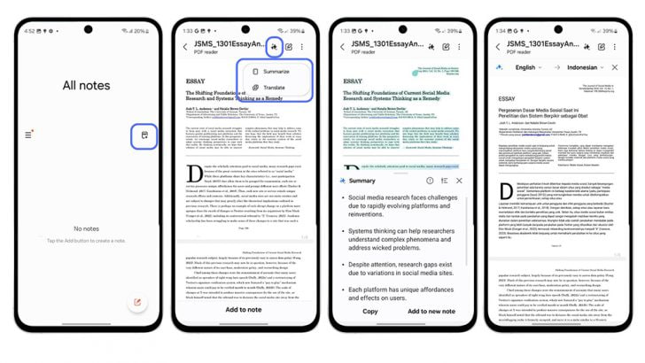 Samsung PDF Overlay translation feature