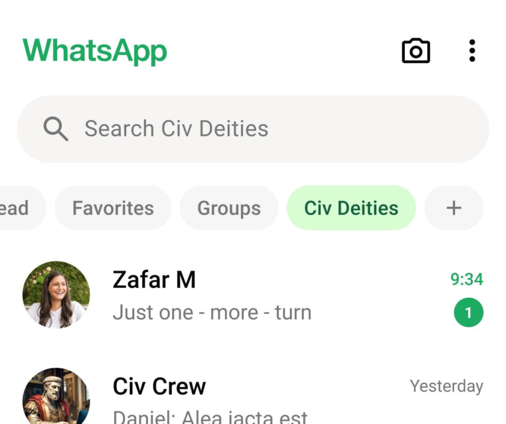 WhatsApp Custom Lists