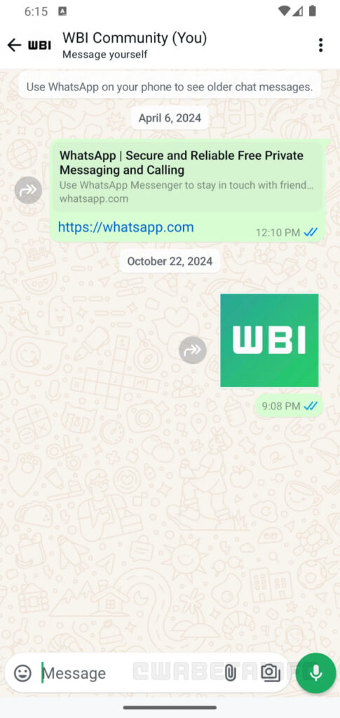 WhatsApp gallery shortcut